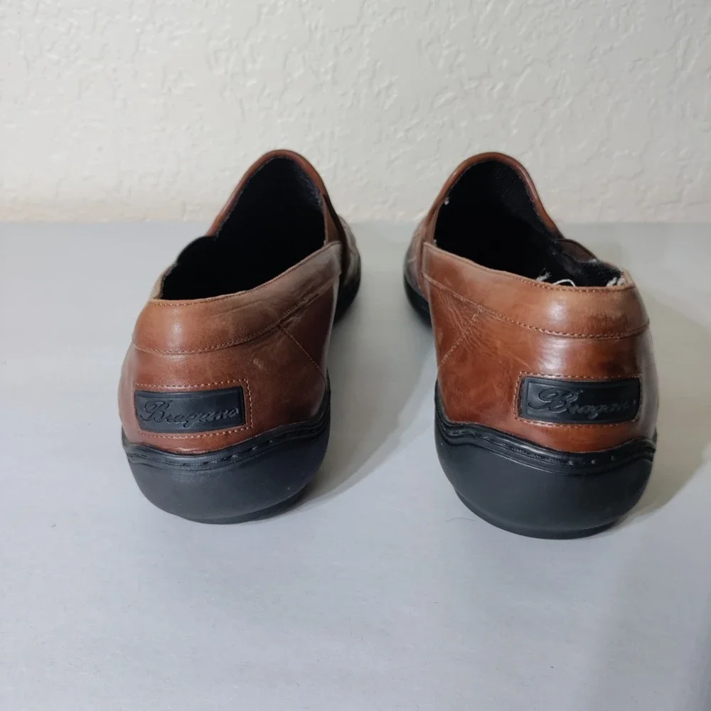 Bragano Cole Haan Mens 9.5 M Brown Woven Leather Slip On Loafers Italy C03538